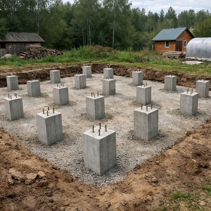 Столбчатый фундамент для бани